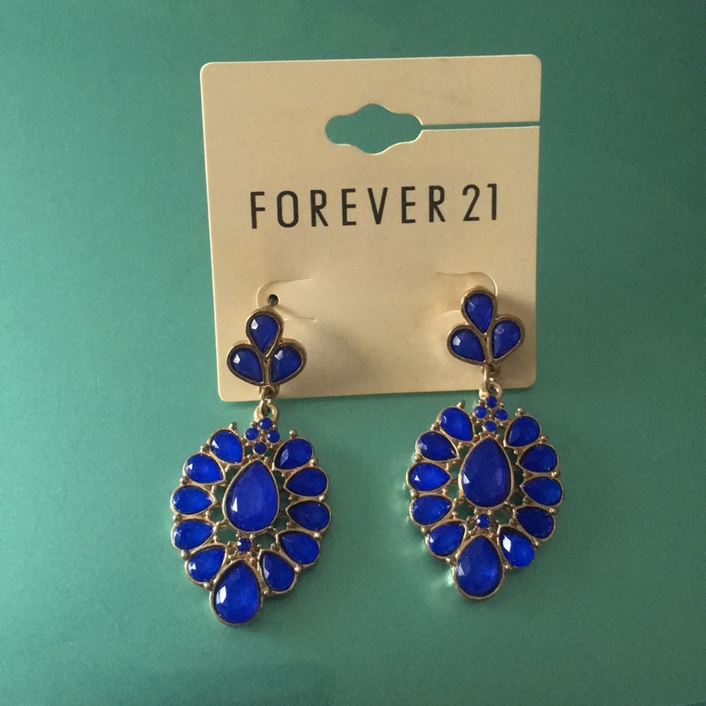NWT Forever 21 Blue/Gold Earrings